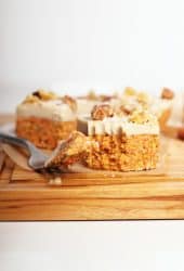 Raw carrot cake bites on a cutting board