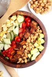 Vegan Cobb Salad in wooden bowl