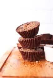 Stack of raw chocolate cups