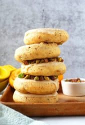 Stack of vegan doughnuts