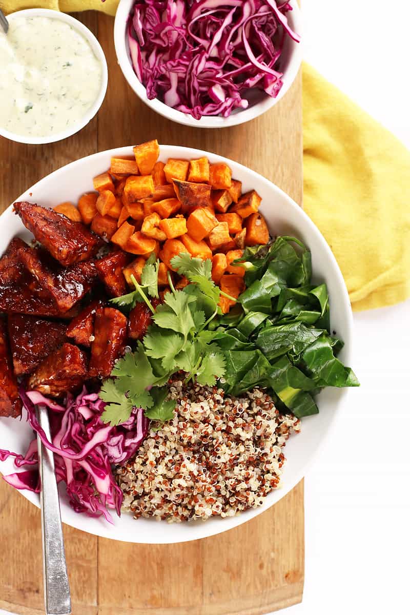 BBQ Tempeh Quinoa Bowl with Ranch Dressing | My Darling Vegan