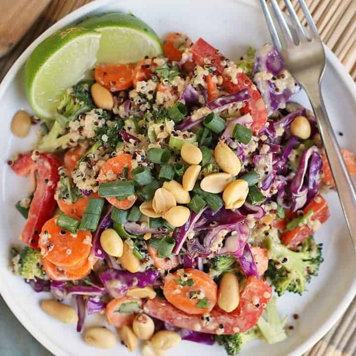 Thai Quinoa Salad with Sesame Peanut Sauce - My Darling Vegan