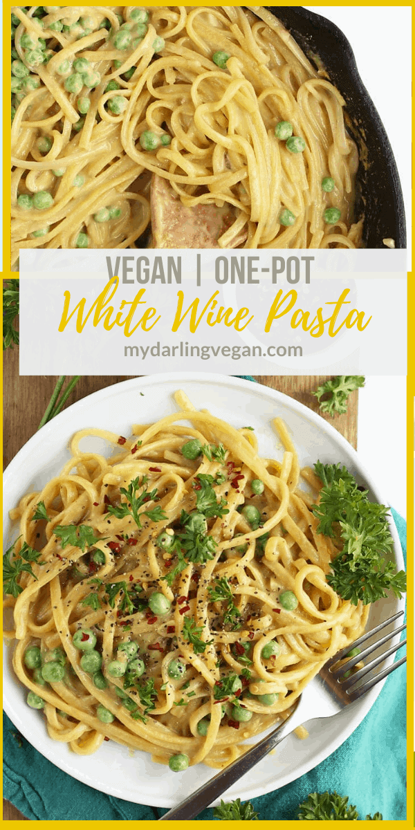 One Pot Garlic White Wine Pasta - My Darling Vegan