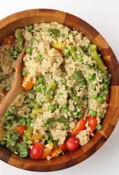 Vegan Quinoa Salad in a wooden salad bowl