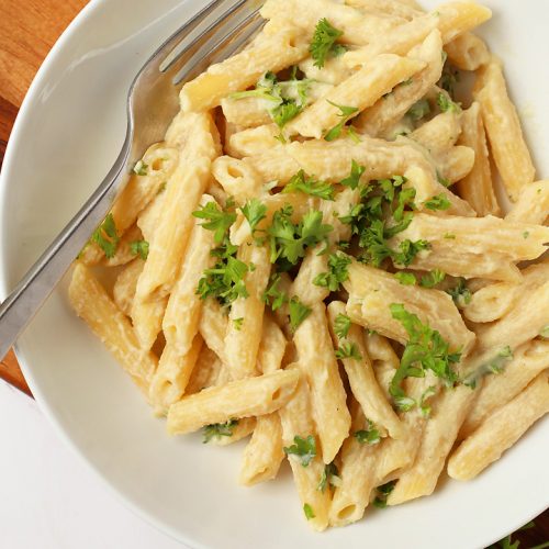 Penne Pasta w/ Creamy Garlic Sauce | My Darling Vegan