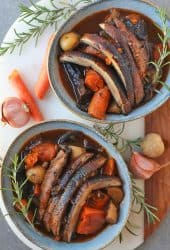 Finished recipe in two blue bowls