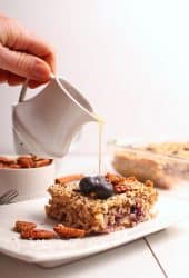 Vegan baked oatmeal with blueberries and coconut