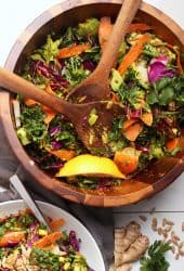 Green Detox Salad in a large wooden bowl