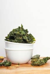 Bowl of vegan kale chips