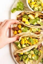 Mushroom tacos with mango salsa