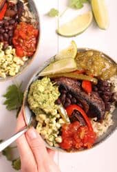 Close up Vegan Fajita Bowls