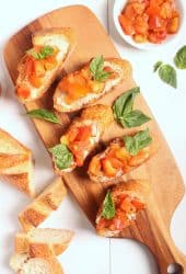 Tomato Bruschetta on a cutting board