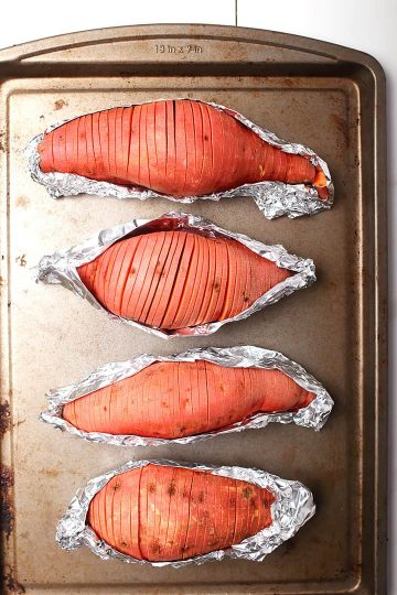 Maple Hasselback Sweet Potatoes | My Darling Vegan