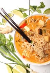 Thai Noodle Soup with chopsticks