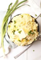 Vegan Mashed Potatoes with chives and butter