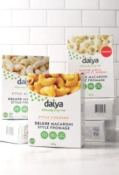 Boxes of Daiya's Deluxe Cheesy Mac