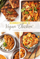 4 Part collage of vegan chicken recipes