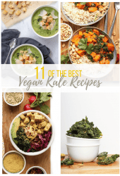 Four kale recipes in a collage