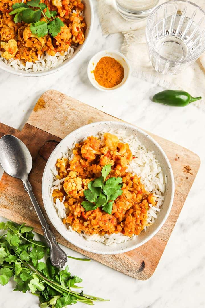 Red Lentil Cauliflower Curry - My Darling Vegan