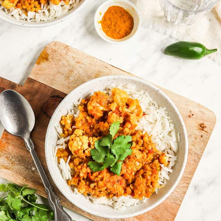 Red Lentil Cauliflower Curry - My Darling Vegan