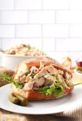 Vegan Chicken Salad Sandwich on white plate