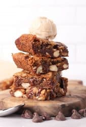 Stack of vegan bars with ice cream